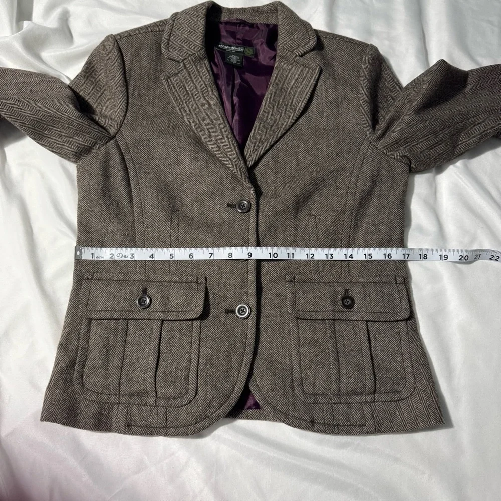 Eddie Bauer Tailored Wool Herringbone Blazer Heritage Preppy - Picture 6 of 8